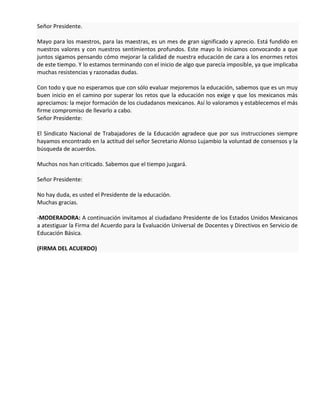 Acuerdo para la evaluación universal de docentes | PDF