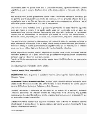 Acuerdo para la evaluación universal de docentes | PDF
