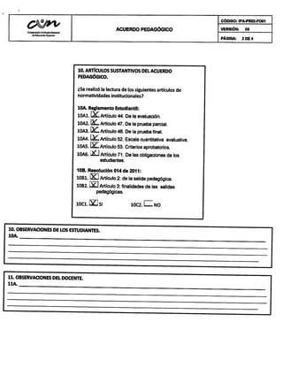 Acuerdo pedagogico firmado