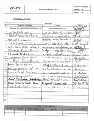 Acuerdo pedagogico firmado
