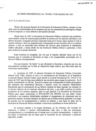 Acuerdo presidencial número 754 del 27 de marzo de 1947