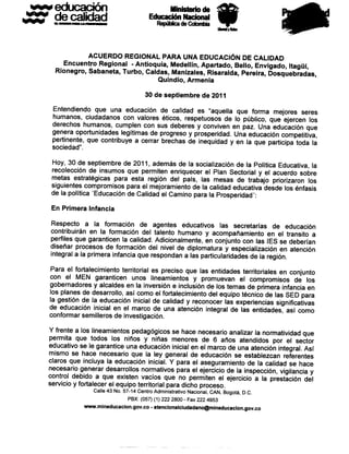 Acuerdo regional para educacion de calidad   30-09-2011