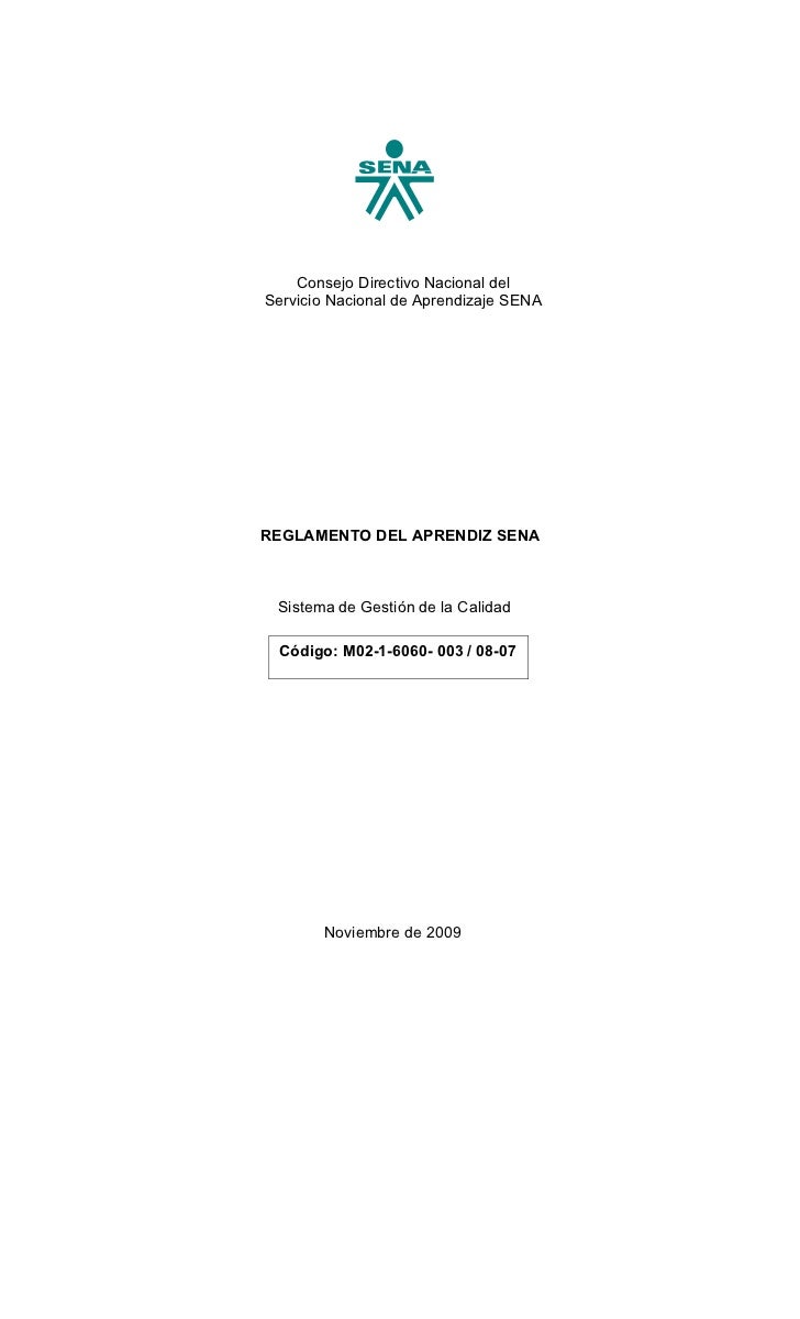 Reglamento Aprendiz Sena