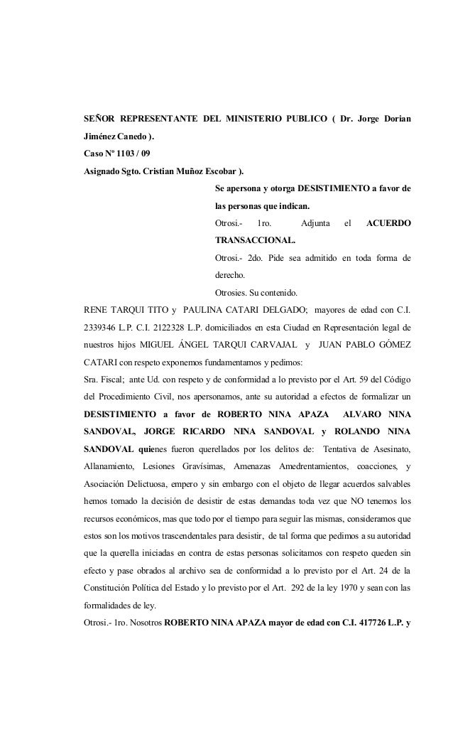 Acuerdo de desistimiento