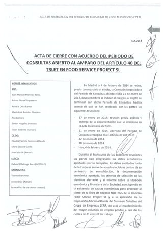 Acuerdo Cierre Restaurantes Nostrus