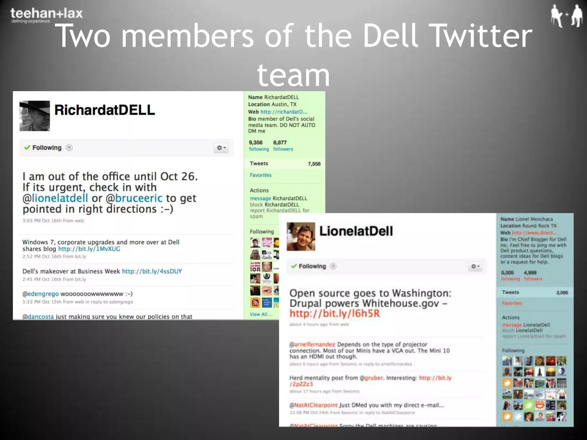 Two members of the Dell Twitter team