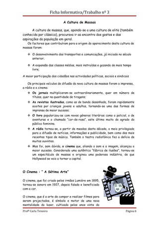 A cultura do cinema  ficha 3