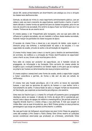 A cultura do cinema  ficha 3