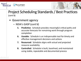 Project Scheduling Standards.pdf Meeting Project Schedule Compliance Standards | PDF