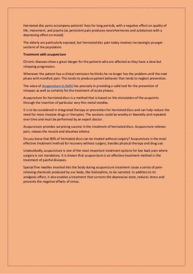 Acupuncture in the treatment of herniated discs