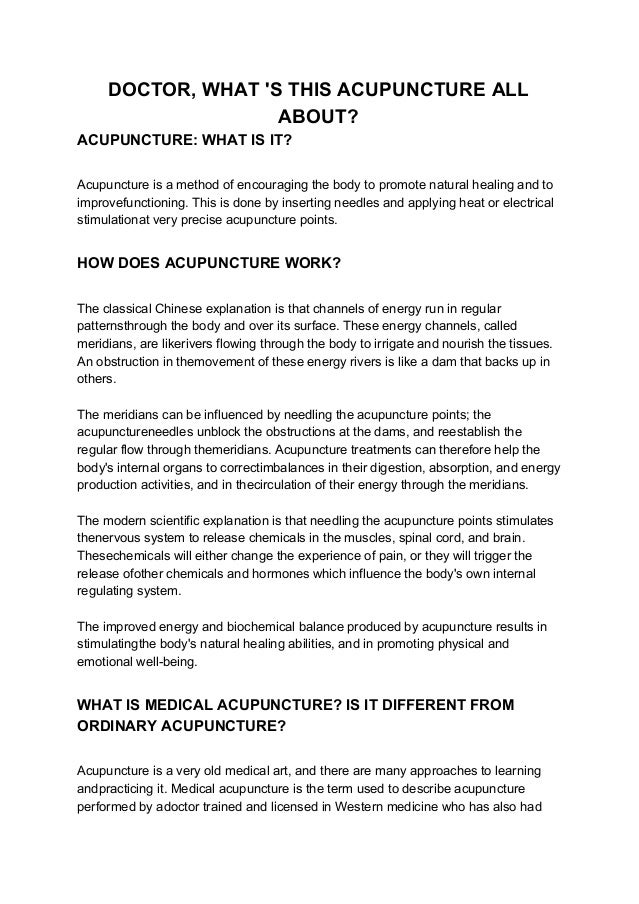 Acupuncture treatment