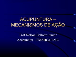 ACUPUNTURA –
MECANISMOS DE AÇÃO
Prof.Nelson Bellotto Junior
Acupuntura – FMABC/HEMC
 