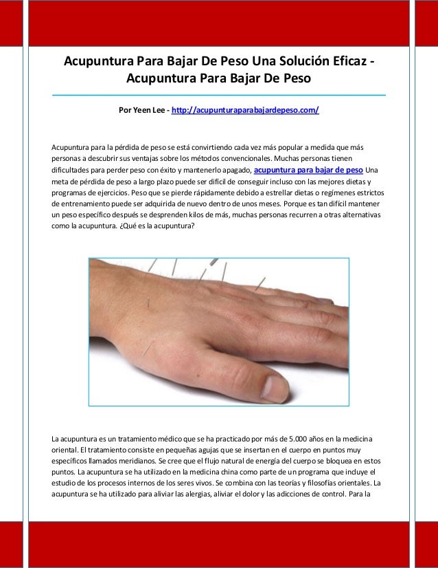 Acupuntura para bajar de peso funcionalismo