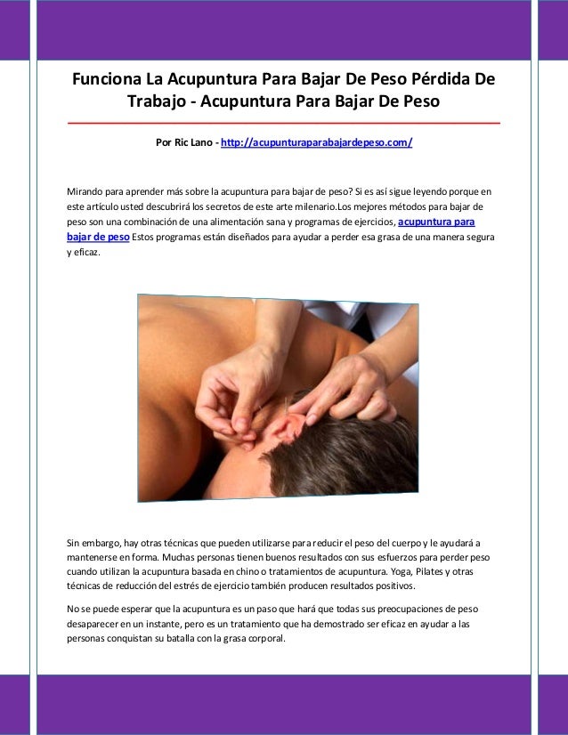 Acupuntura para bajar de peso como funciona paypal