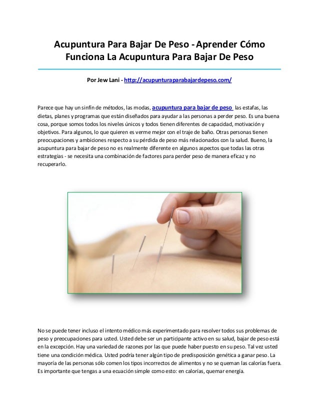 Acupuntura para bajar de peso funcionalismo