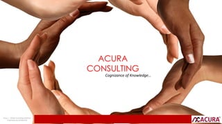 Acura | Global Consulting Solutions
Proprietary & Confidential
ACURA
CONSULTING
Cognizance of Knowledge…
 