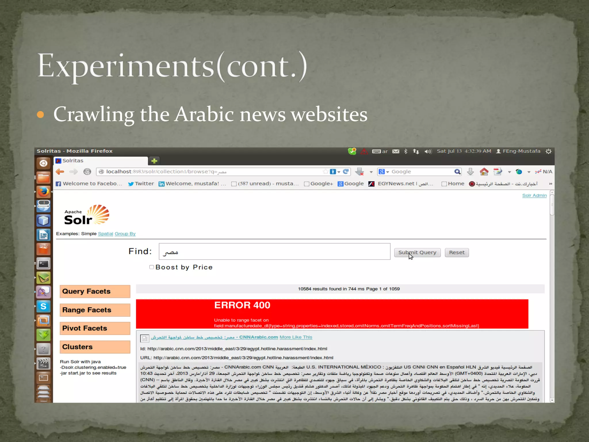  Crawling the Arabic news websites
 
