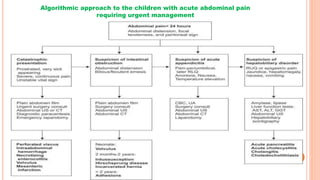 Algorithmic approach to the children with acute abdominal pain
requiring urgent management
 