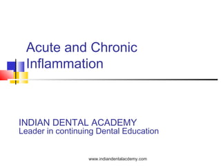 Acute and Chronic
Inflammation
INDIAN DENTAL ACADEMY
Leader in continuing Dental Education
www.indiandentalacdemy.com
 