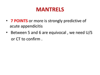 Mantrell Score Acute appendicitis | PPTX