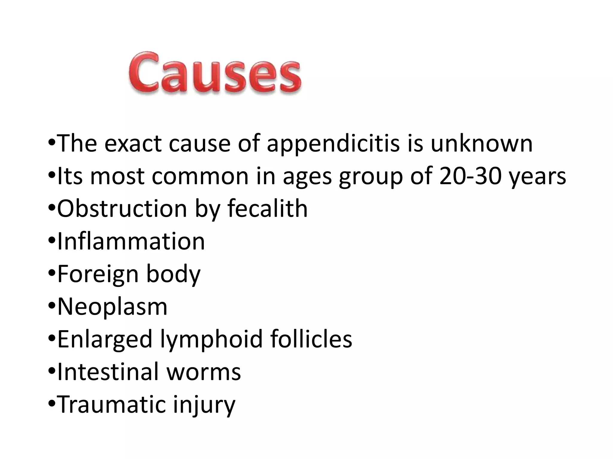 Acute appendicitis causes symptoms diagnosis management | PPTX ...
