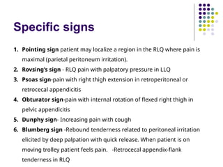 Appendix Sign Rlq ACUTE APPENDICITIS | PPTX