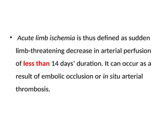 Comprehensive Overview of Acute Arterial Occlusion and Limb Ischemia ...