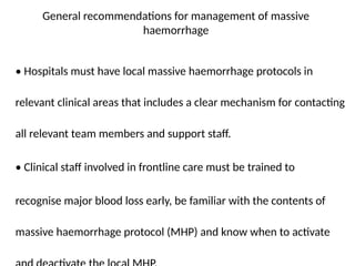 Comprehensive Management of Acute Blood Loss and Massive Haemorrhage in ...