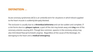 ACUTE CORONARY SYNDROME BY DR.NITHA , 2022 | PPTX