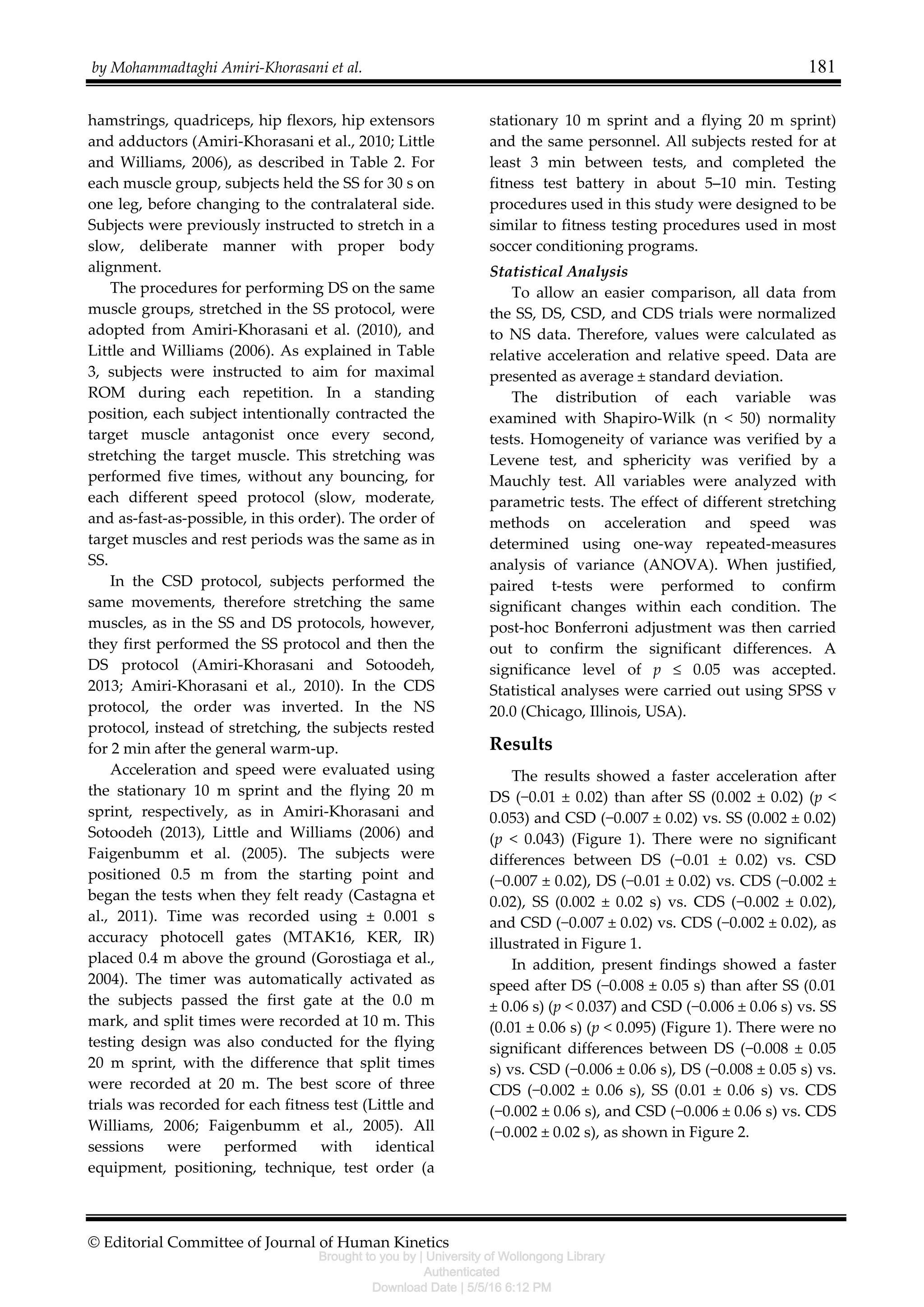 Acute effect of different combined stretching methods | PDF
