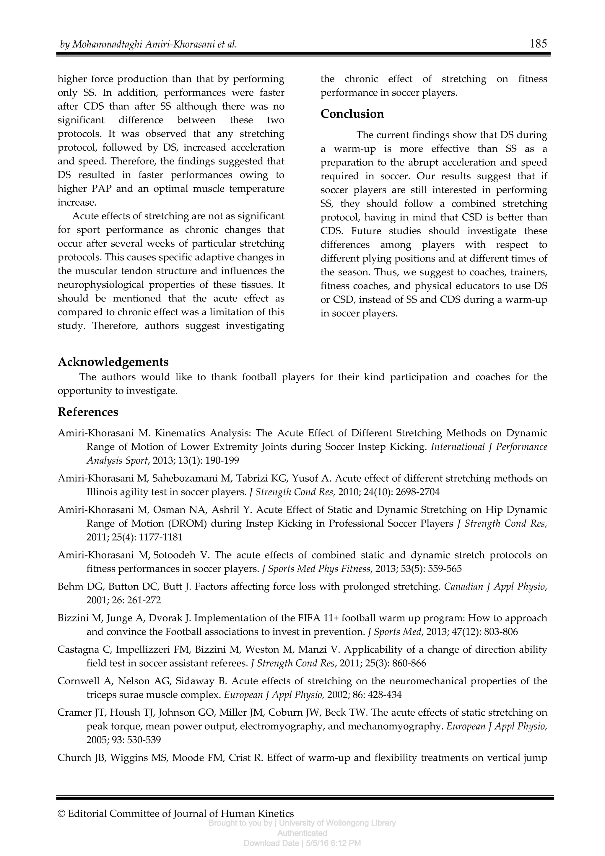 Acute effect of different combined stretching methods | PDF