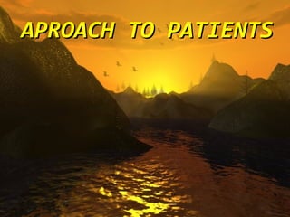 APROACH TOwith diarrhea
 Approach to pt PATIENTS
                     ( entrotoxin ( a febrile- 1 
    potentially invading( Fever + blood or – 2 
                                   ( dysentery
  completely invading ( fever + bactreamia- 3 
                  Diarrhea with GI bleeding- 4 
                                     Investigation
   Rectal swab, stool general , Stool c/s , toxin-
                             assay ,elisa, PCR
 