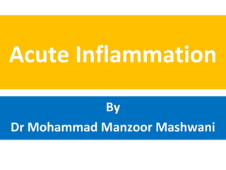 Acute Inflammation
            By
Dr Mohammad Manzoor Mashwani
 
