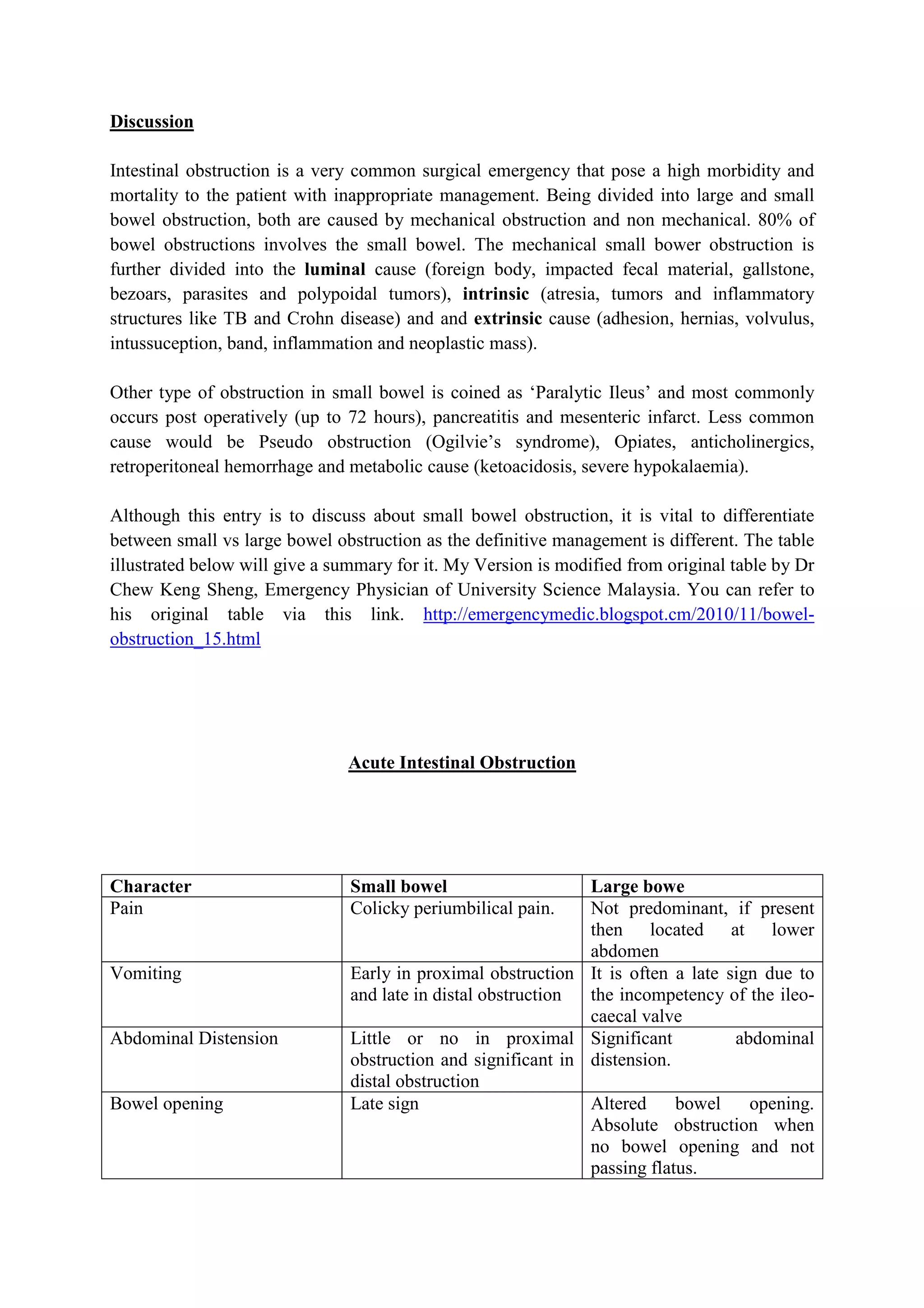 Acute intestinal obstruction, small bowel | PDF