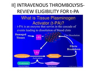 II] INTRAVENOUS THROMBOLYSIS-
REVIEW ELIGIBILITY FOR t-PA
 