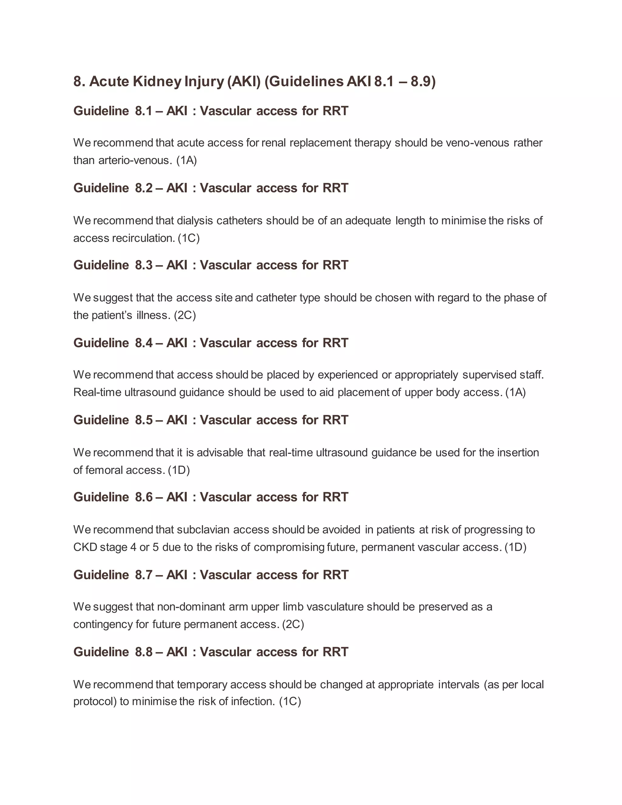 Acute kidney injury asa guidelines