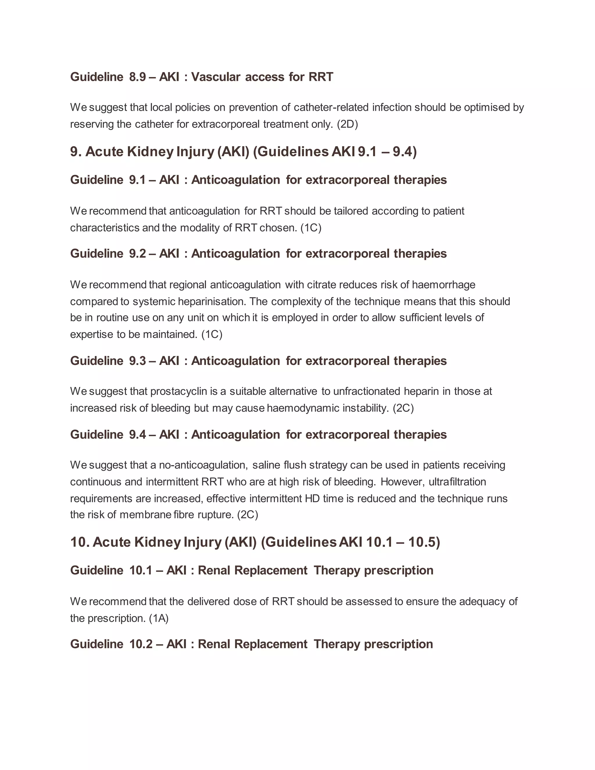 Acute kidney injury asa guidelines