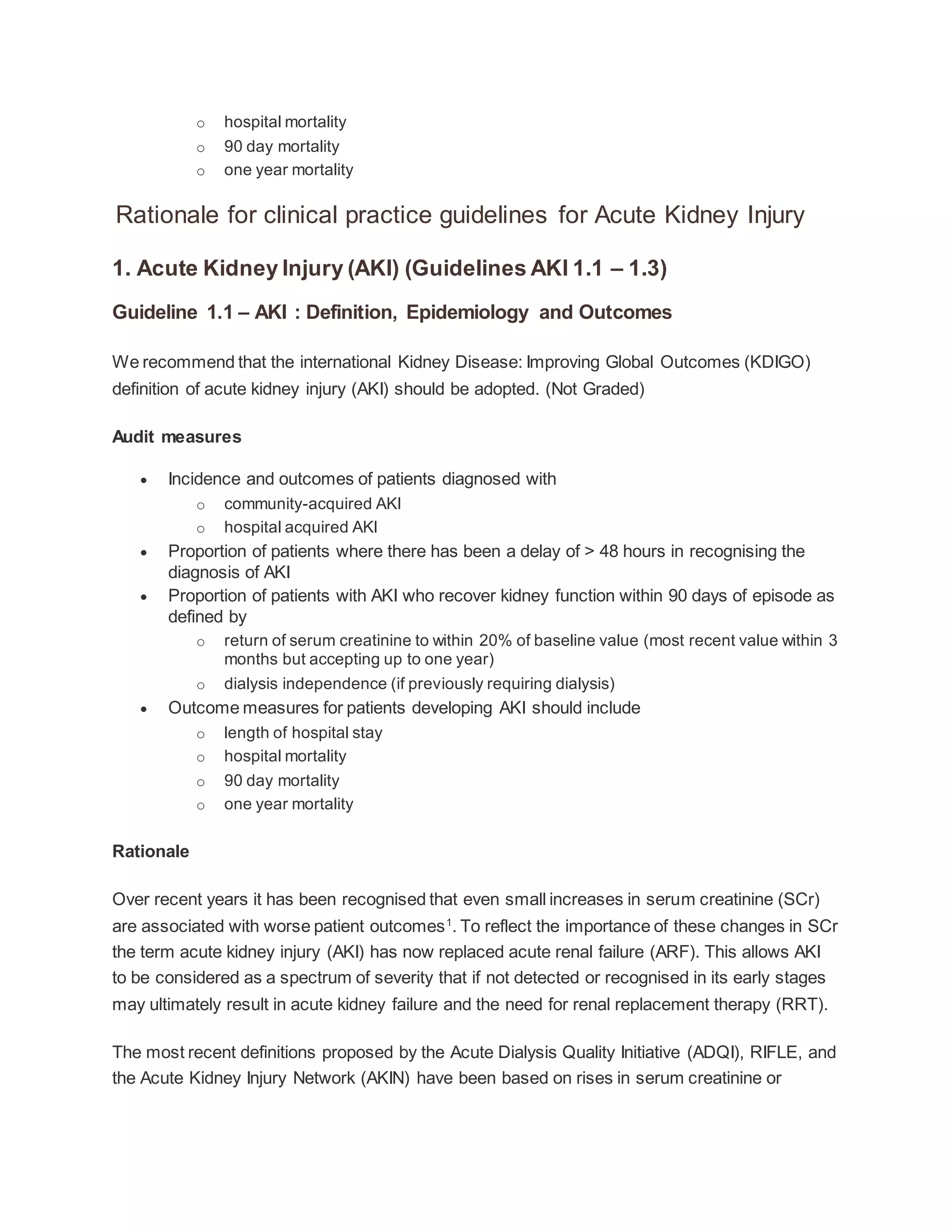 Acute kidney injury asa guidelines