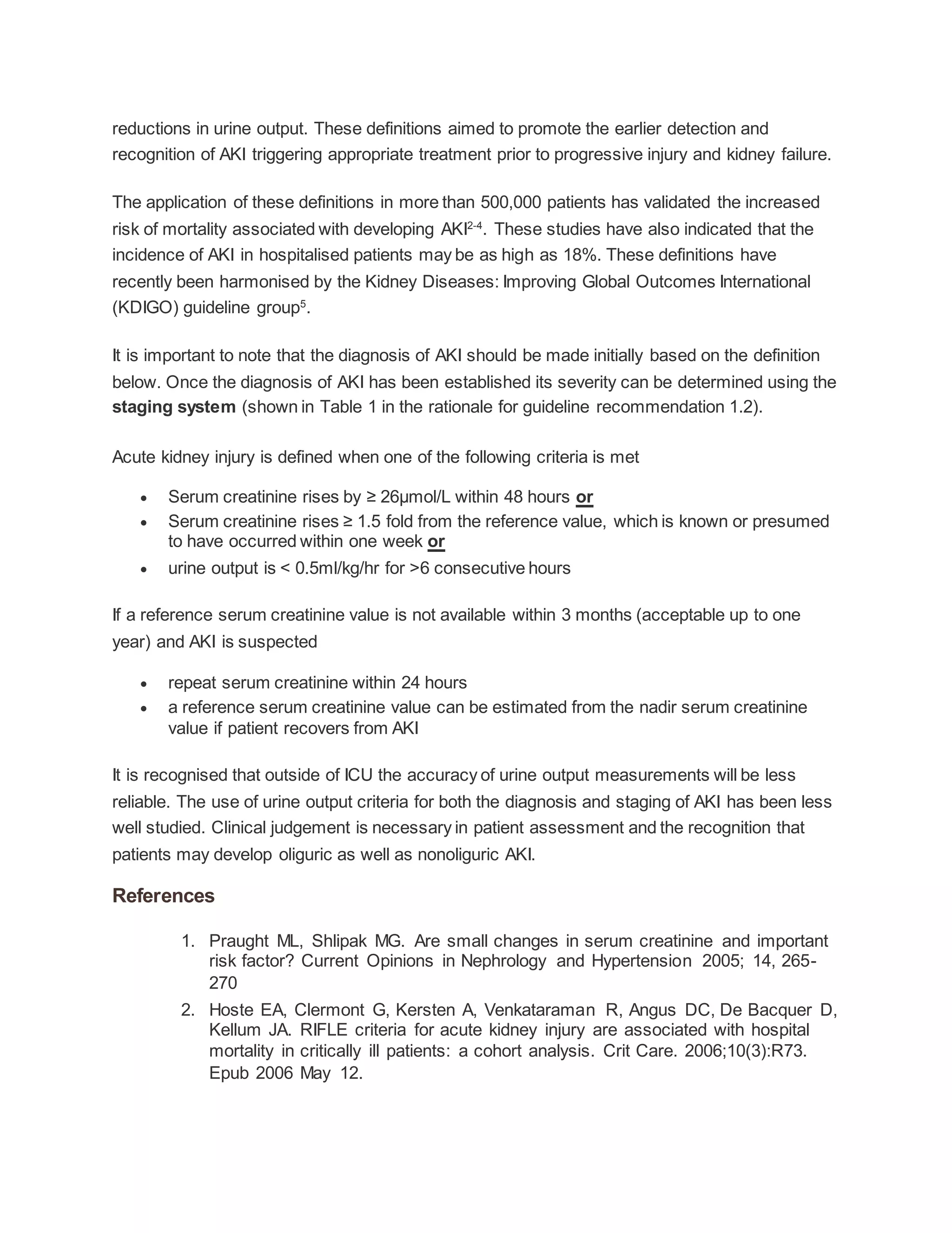 Acute kidney injury asa guidelines