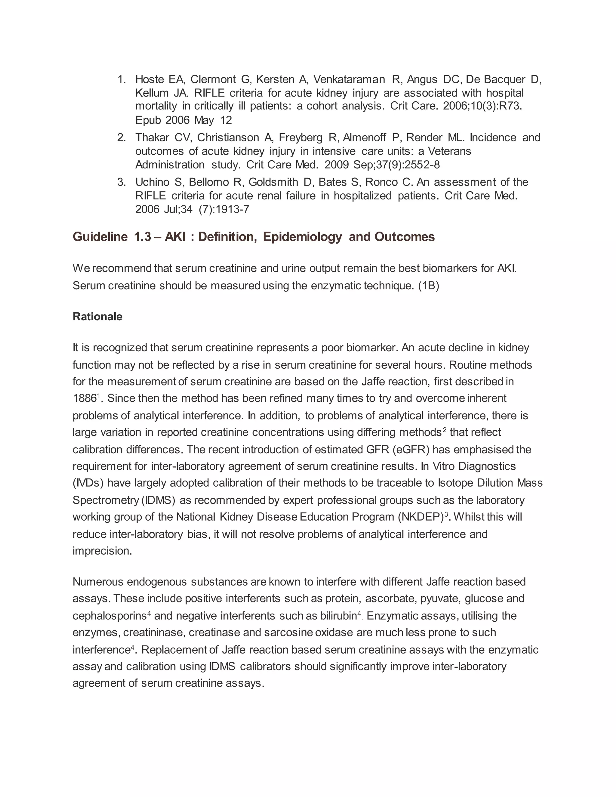 Acute kidney injury asa guidelines