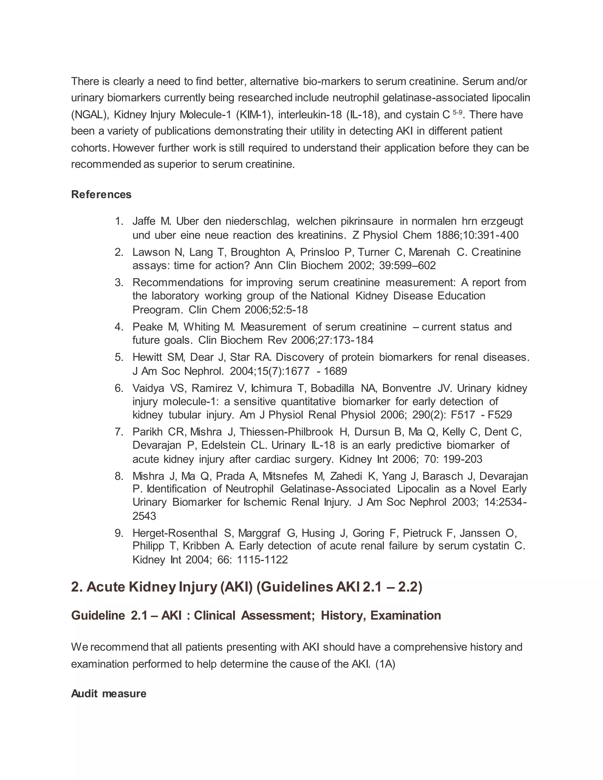 Acute kidney injury asa guidelines