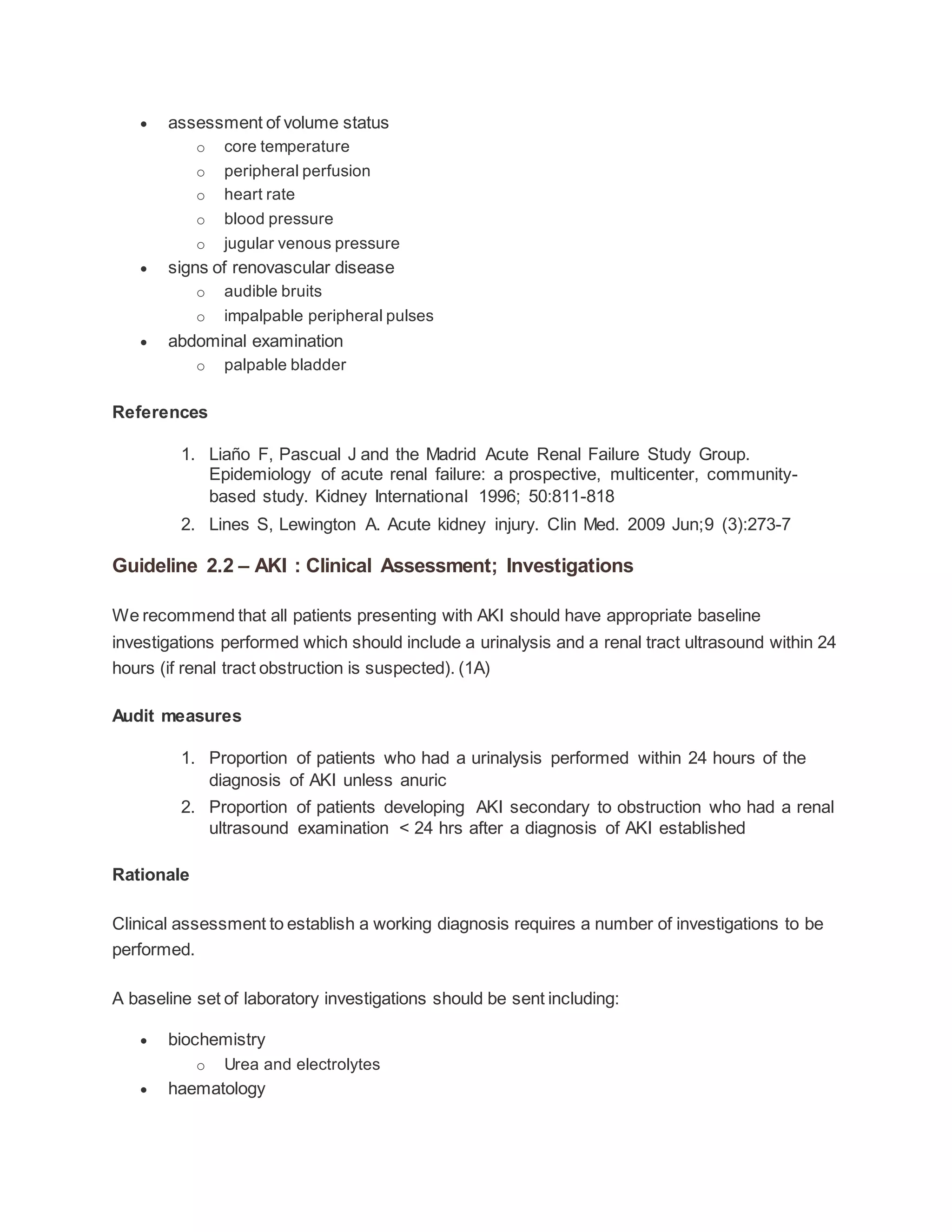 Acute kidney injury asa guidelines
