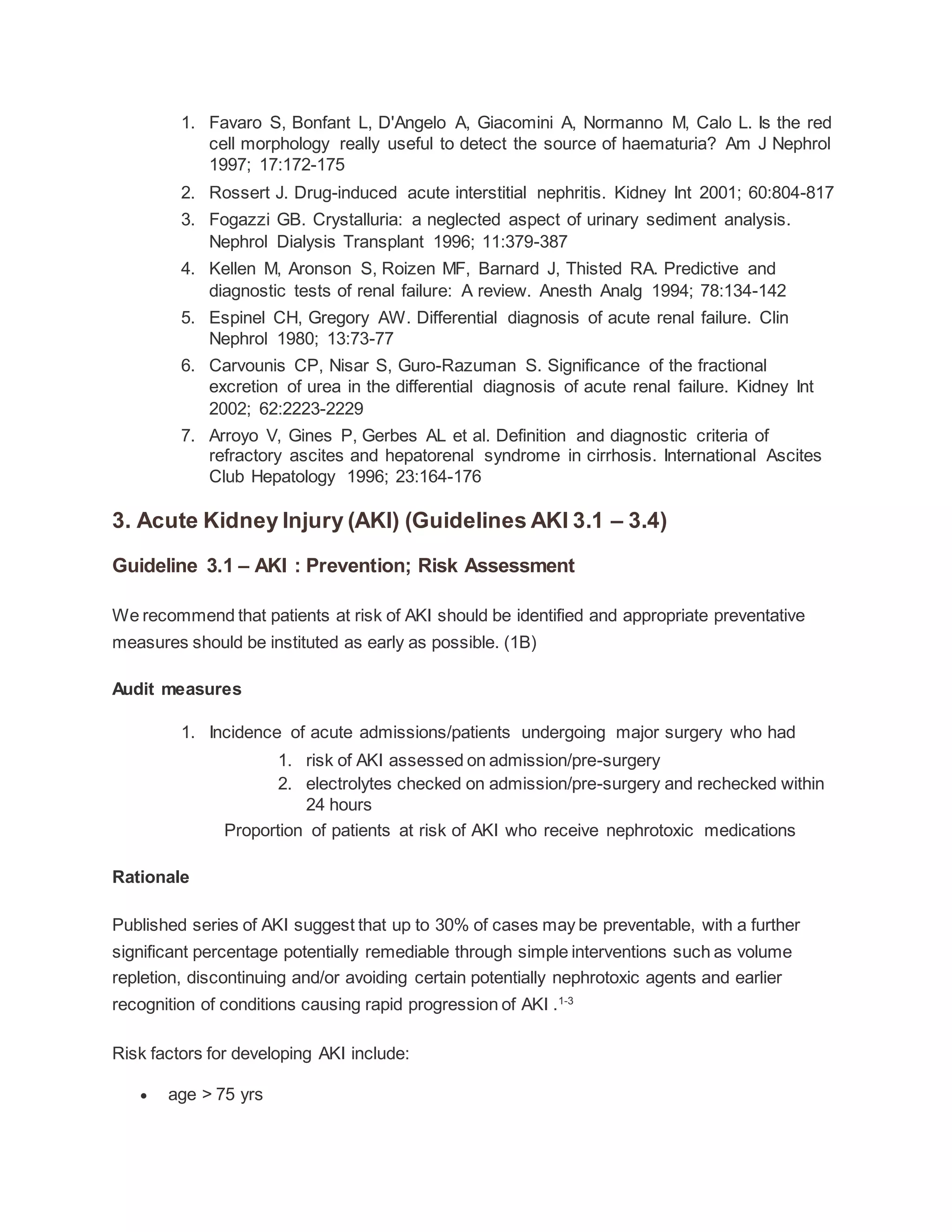 Acute kidney injury asa guidelines