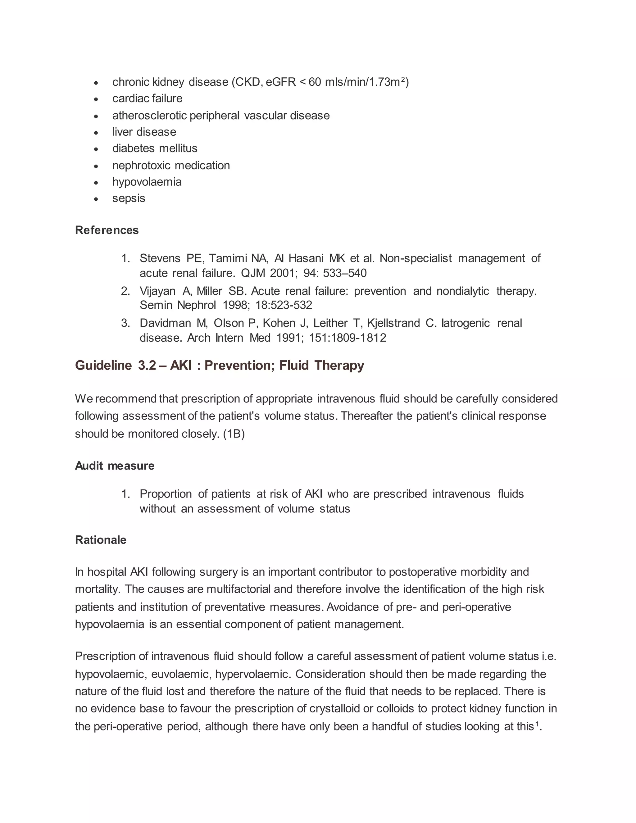 Acute kidney injury asa guidelines