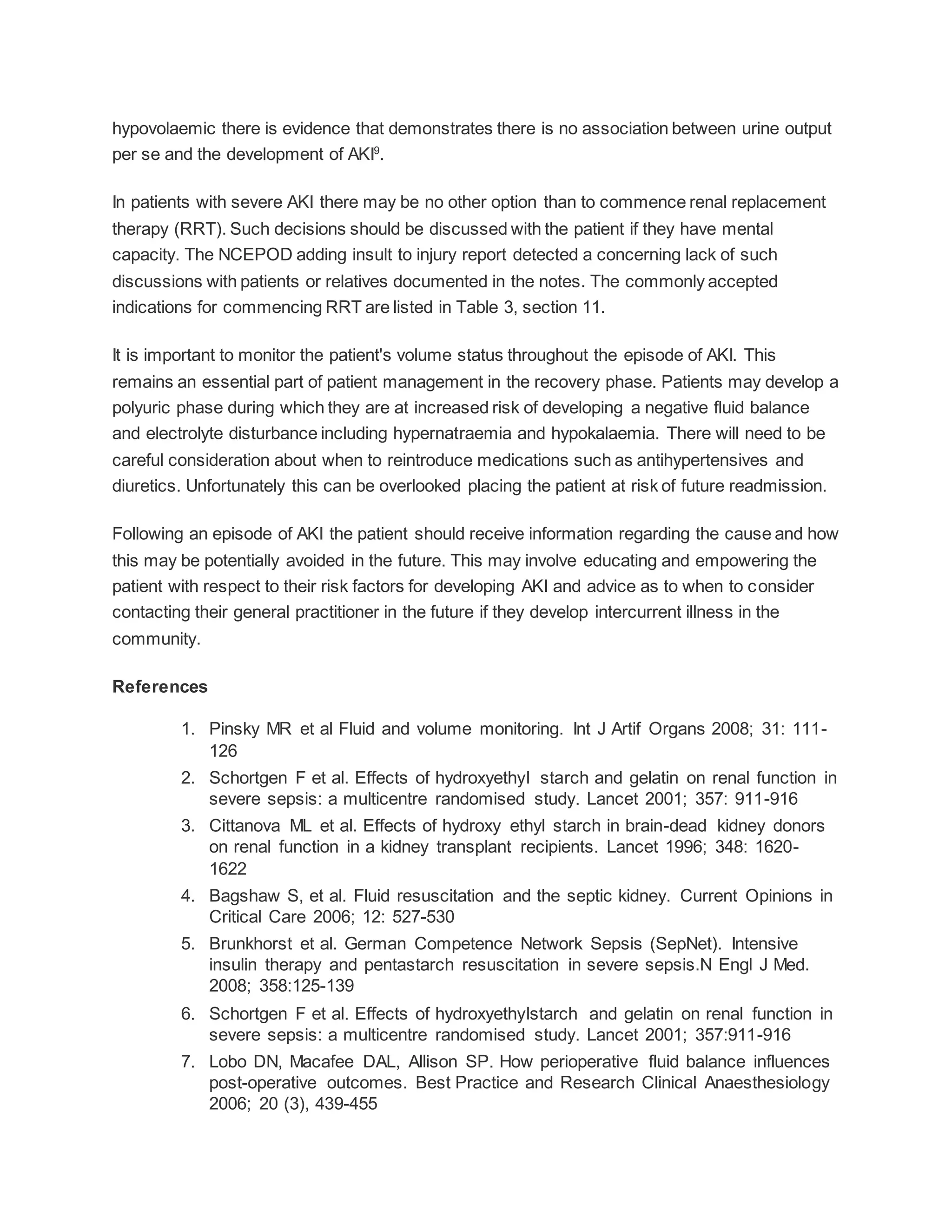 Acute kidney injury asa guidelines