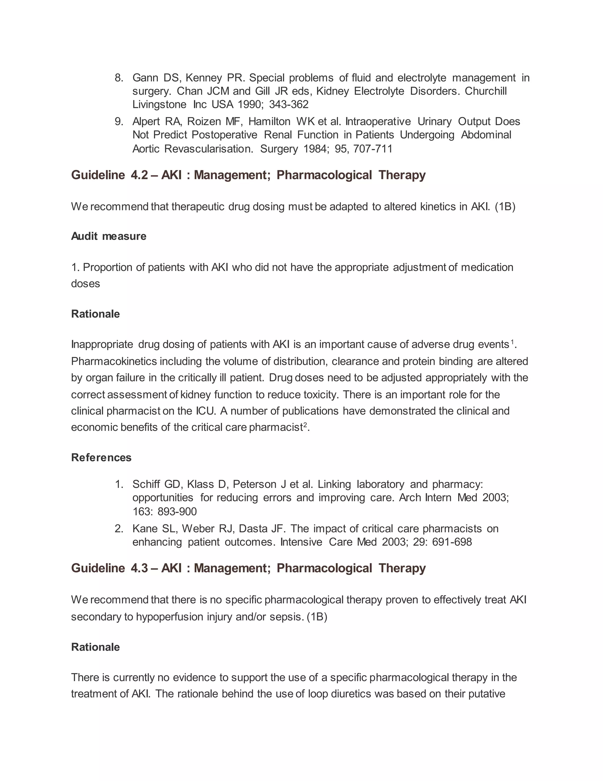 Acute kidney injury asa guidelines