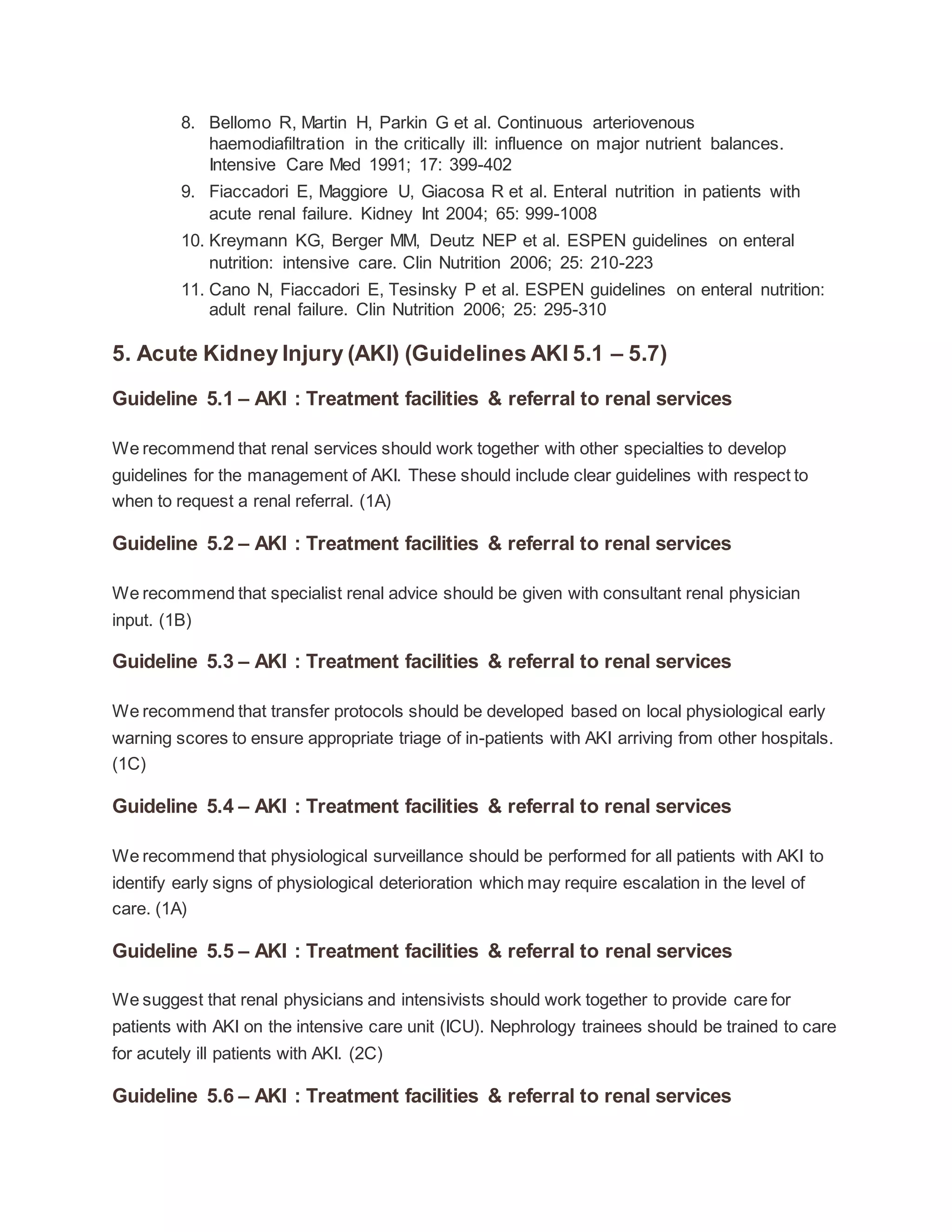 Acute kidney injury asa guidelines