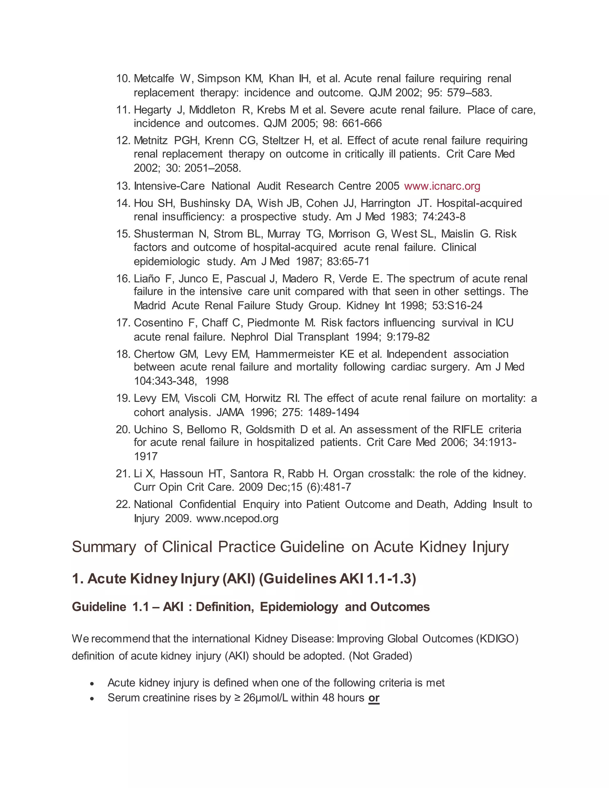 Acute kidney injury asa guidelines