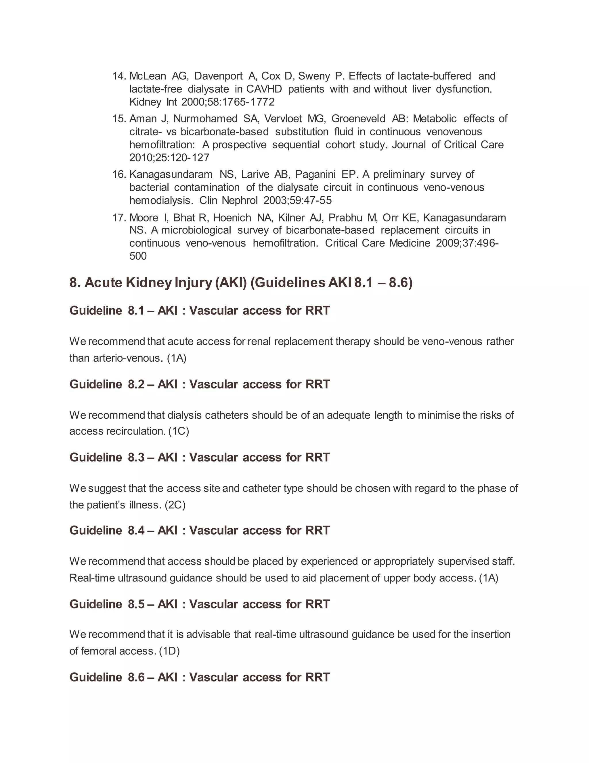 Acute kidney injury asa guidelines