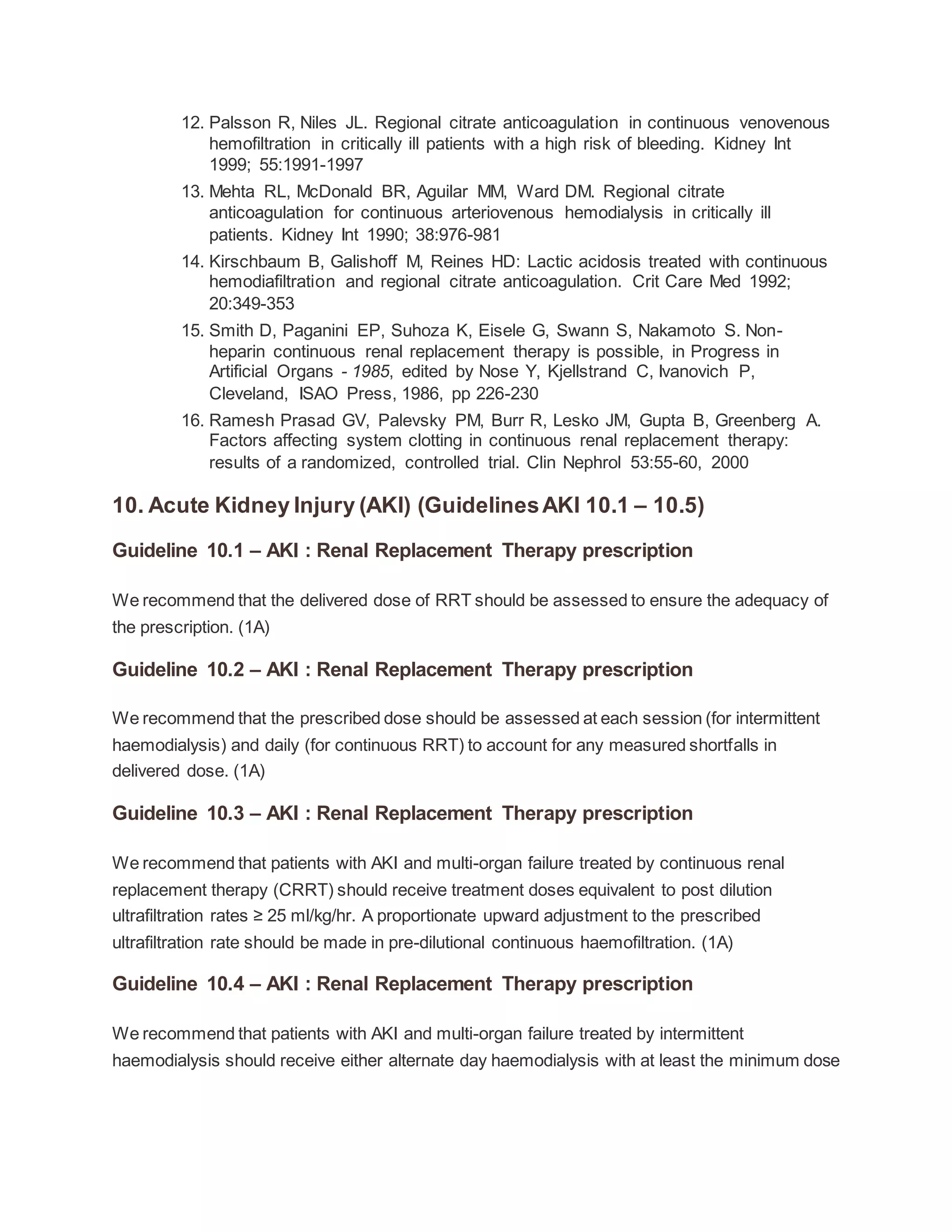 Acute kidney injury asa guidelines